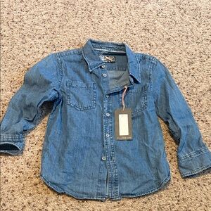 First Wave Blue Button Down Shirt for Kids